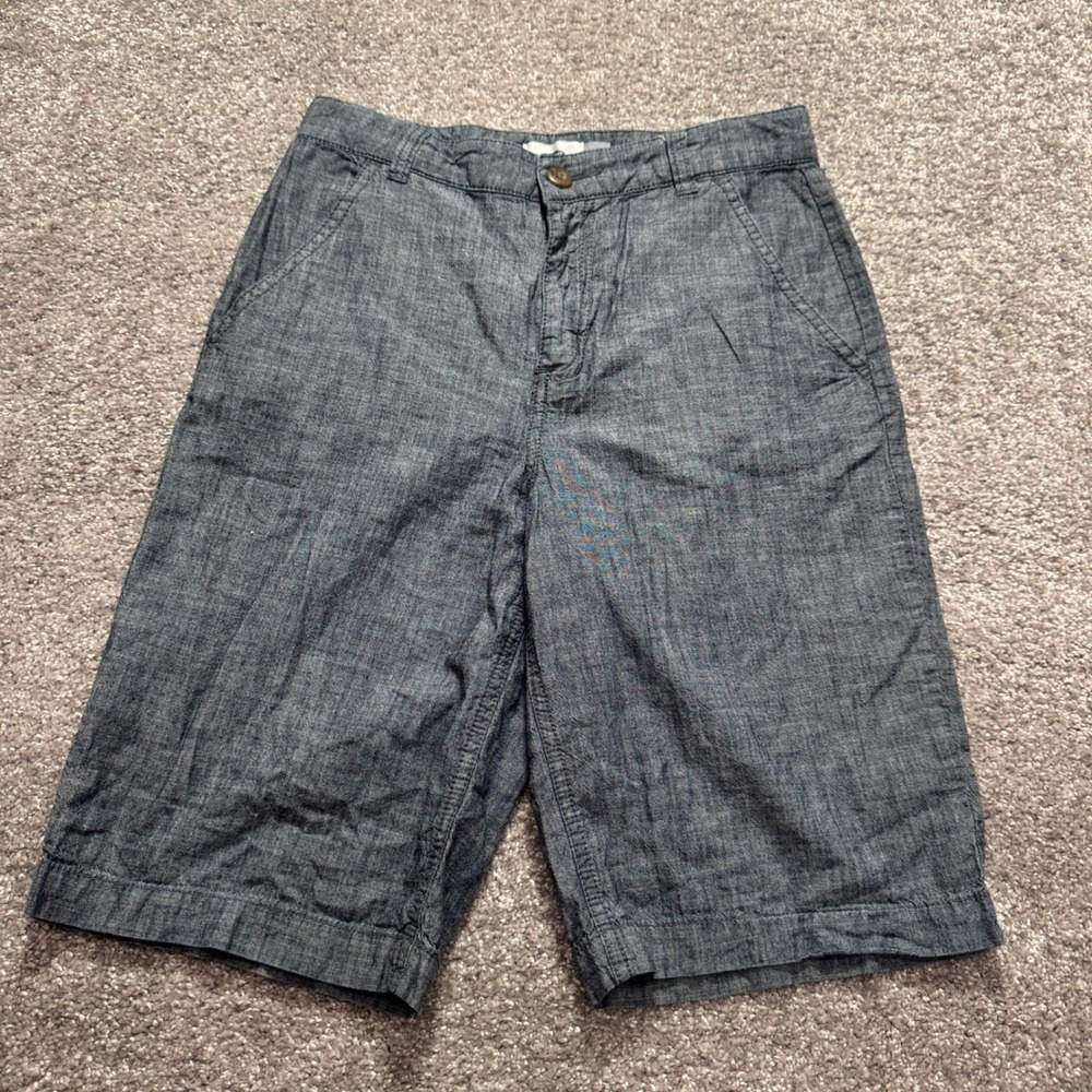Old Navy Shorts Women 14 Blue Chambray Cotton Casual Summer Beach Lightweight